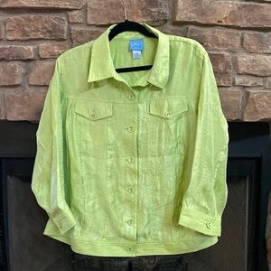 Park Lane rising green cardigan. Super shiny and crepe like look. 16W